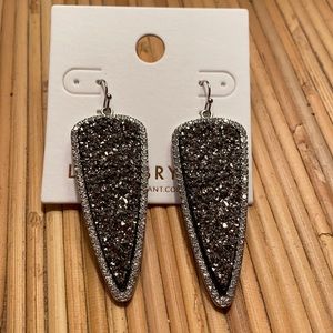 Black crystal druzy earrings silver metal NWT earrings Lane Bryant sparkle